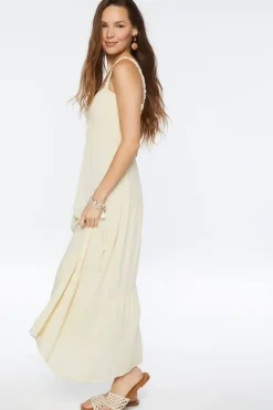 Smocked Strappy Midi Dress