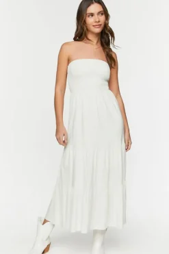 Smocked Tiered Tube Maxi Dress