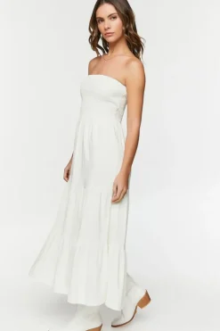 Smocked Tiered Tube Maxi Dress