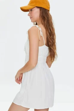 Smocked Tie-Strap Mini Dress
