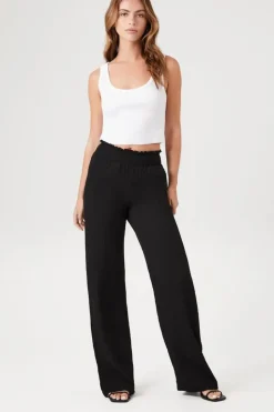 Smocked Wide-Leg Pants