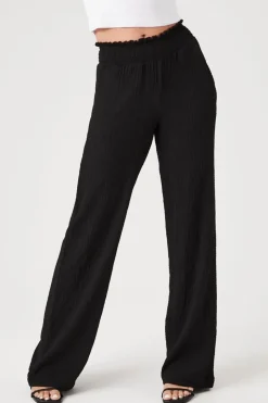Smocked Wide-Leg Pants