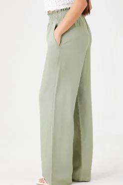 Smocked Wide-Leg Pants