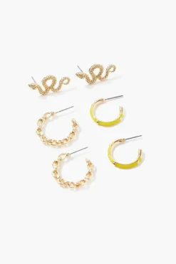 Snake Drop & Hoop Earring Set