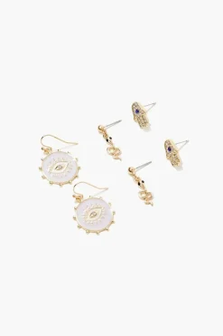 Snake & Evil Eye Charm Earring Set