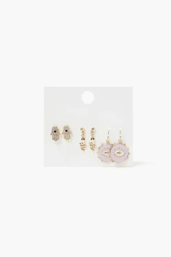 Snake & Evil Eye Charm Earring Set