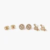 Snake & Happy Face Stud Earring Set