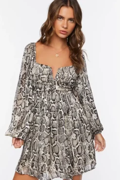 Snake Print Mini Dress