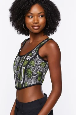 Snakeskin Print Corset Crop Top