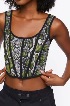 Snakeskin Print Corset Crop Top