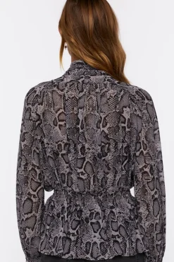 Snakeskin Print Long-Sleeve Top