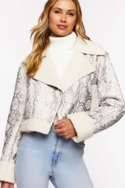 Snakeskin Print Moto Jacket