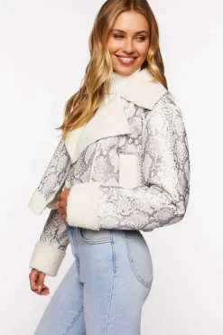 Snakeskin Print Moto Jacket