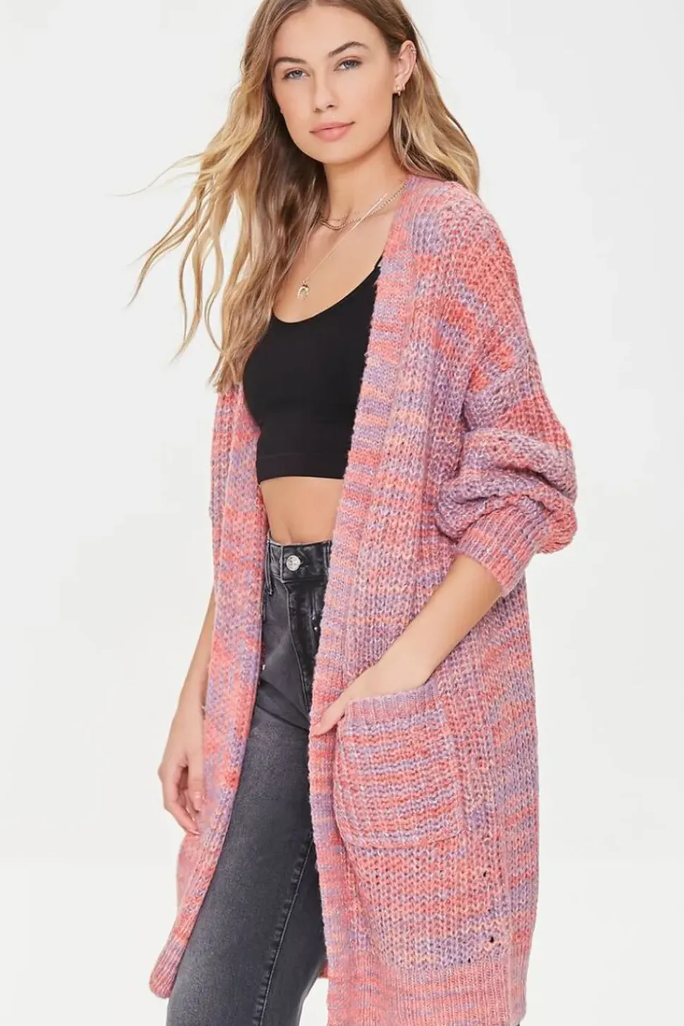 Space Dye Longline Cardigan Sweater