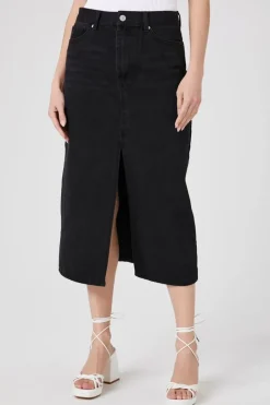 Split-Hem Denim Maxi Skirt