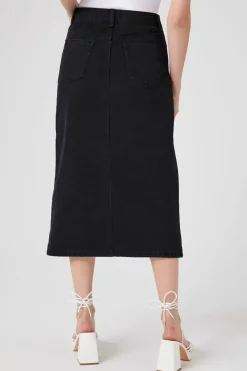 Split-Hem Denim Maxi Skirt