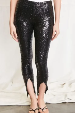 Split-Hem Glitter Pants