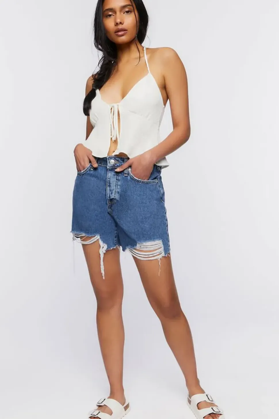 Split-Hem Halter Crop Top