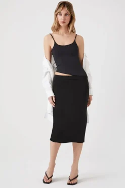 Split-Hem Midi Pencil Skirt