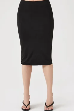 Split-Hem Midi Pencil Skirt