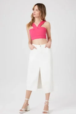 Split-Hem Twill Maxi Skirt