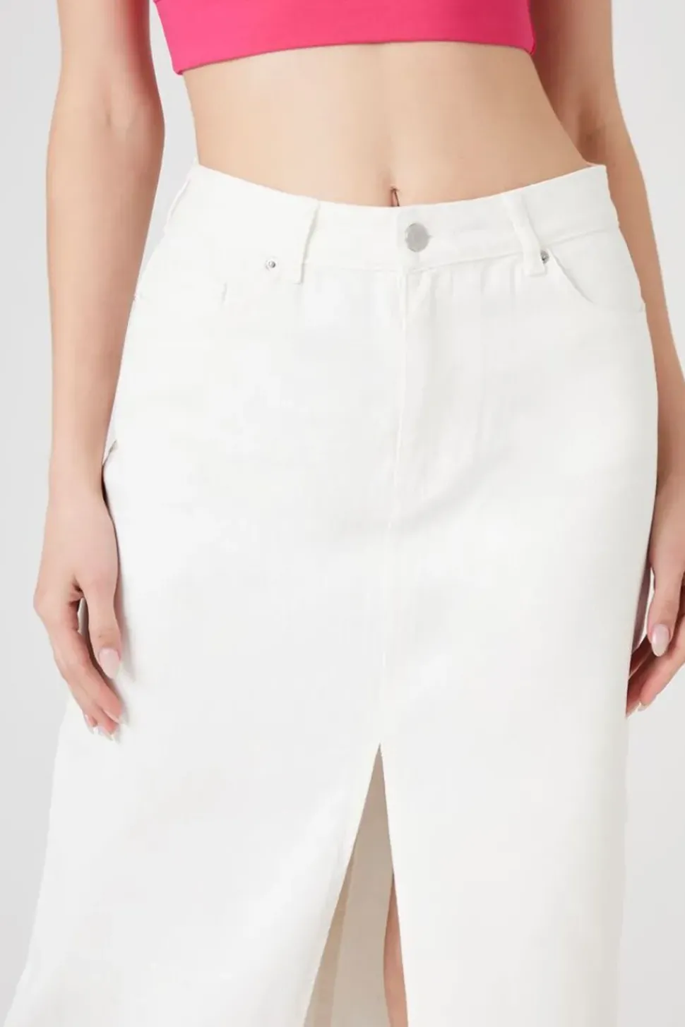 Split-Hem Twill Maxi Skirt