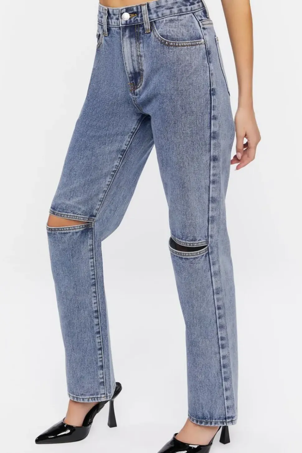 Split-Knee Relaxed High-Rise Jeans
