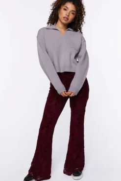 Split-Neck Collared Sweater