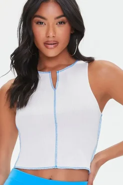 Split-Neck Cropped Tank Top