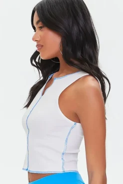 Split-Neck Cropped Tank Top