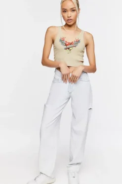 Split-Neck Heart Graphic Tank Top