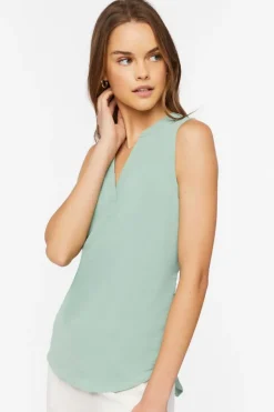 Split-Neck Sleeveless Top