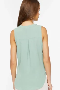 Split-Neck Sleeveless Top