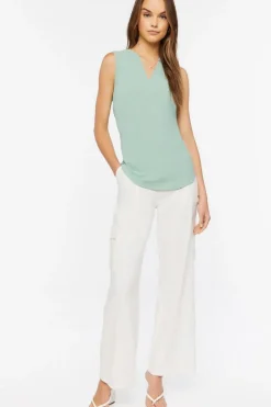 Split-Neck Sleeveless Top