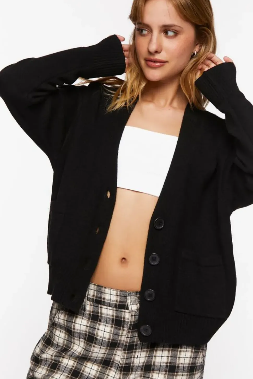 Split-Sleeve Cardigan Sweater