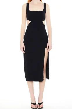 Square-Neck Cutout Midi Dress