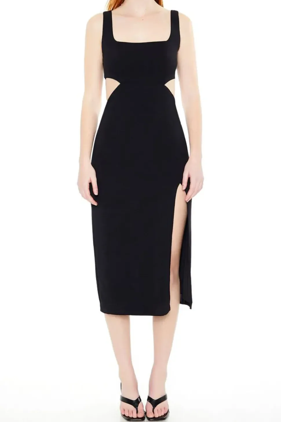 Square-Neck Cutout Midi Dress