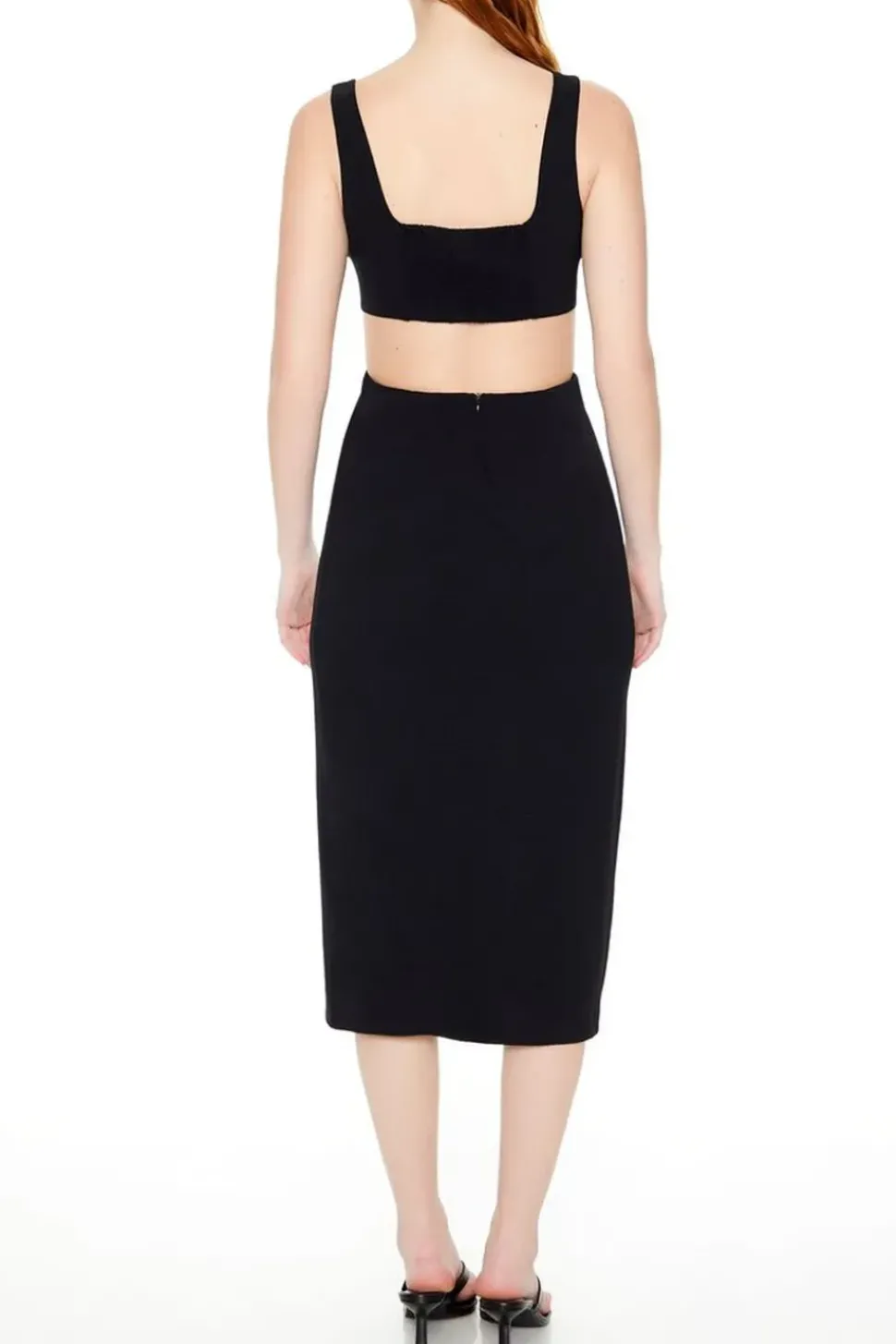 Square-Neck Cutout Midi Dress