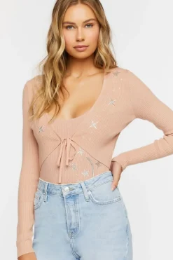 Star Embroidered Cardigan Sweater