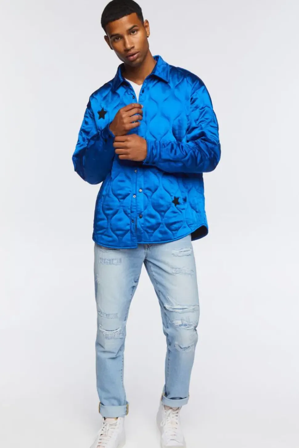 Star Embroidered Quilted Shacket