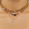 Star & Faux Gem Layered Necklace