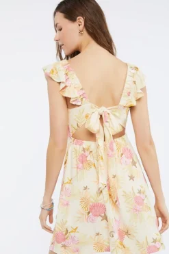 Starfish Print Tie-Back Mini Dress