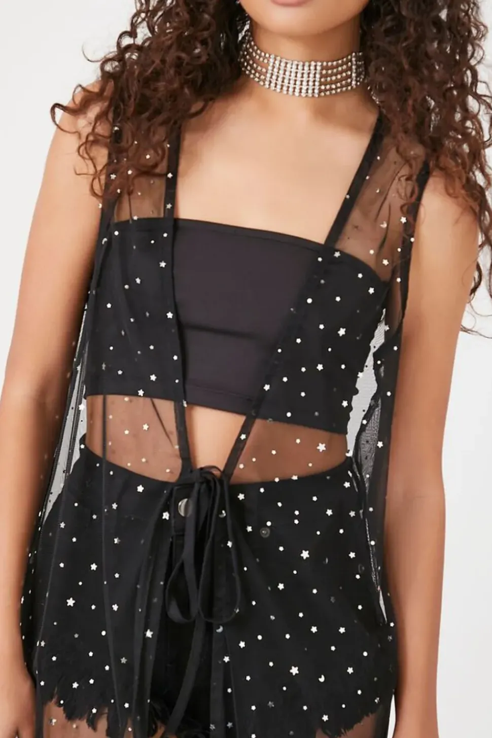 Star Mesh Sleeveless Kimono