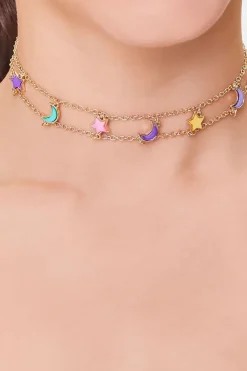 Star & Moon Layered Choker Necklace