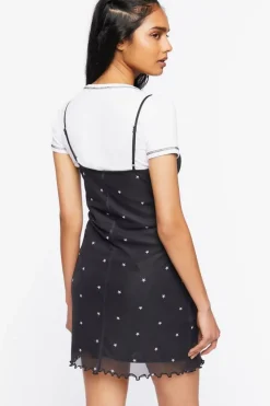Star Print Mesh Mini Dress