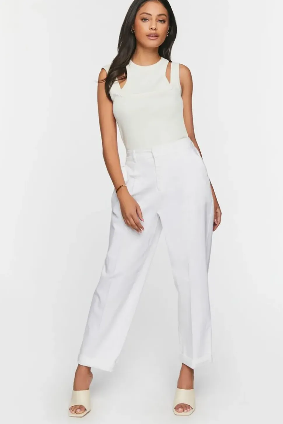 Straight-Leg Cuffed Ankle Pants