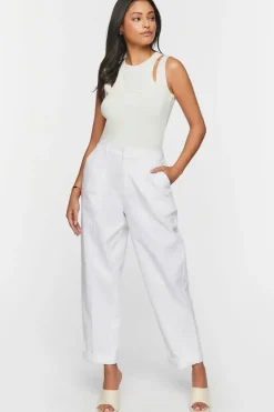 Straight-Leg Cuffed Ankle Pants
