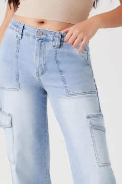 Straight-Leg Denim Cargo Pants