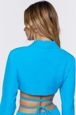 Strappy Cropped Wrap Blazer