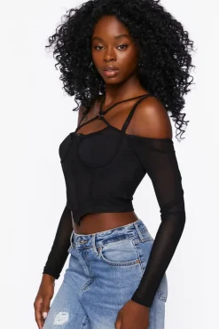Strappy Off-The-Shoulder Bustier Top